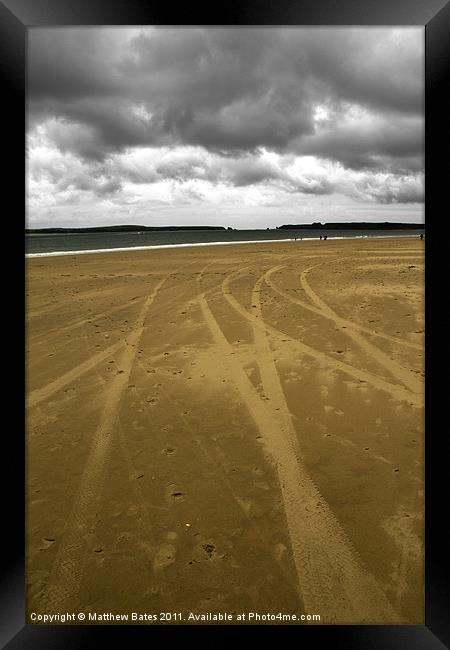 Tenby Beach Tracks Framed Print by Matthew Bates