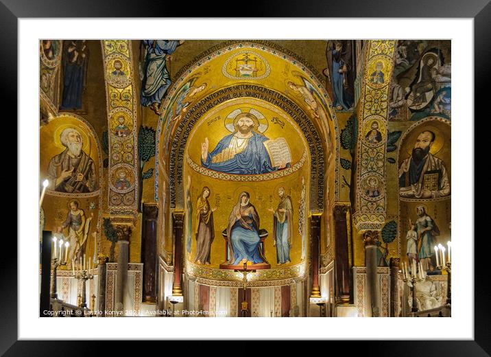 One of the three apses of Cappella Palatina - Palermo Framed Mounted Print by Laszlo Konya