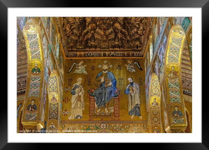 Christ in Majesty with Peter and Paul - Palermo Framed Mounted Print by Laszlo Konya