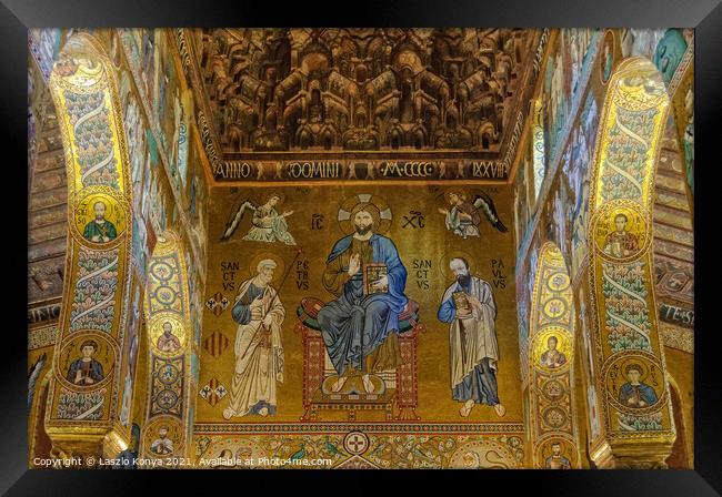 Christ in Majesty with Peter and Paul - Palermo Framed Print by Laszlo Konya