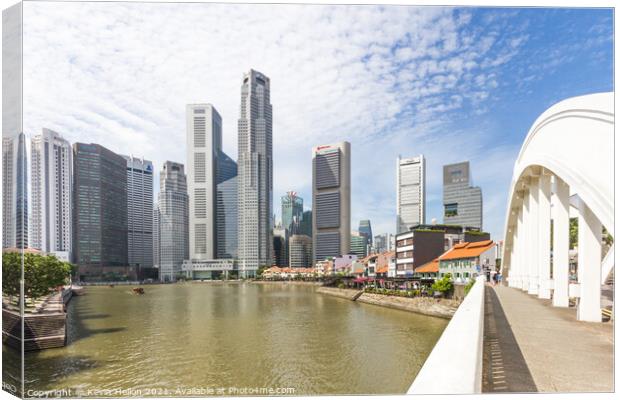 Coleman bridge the Singapore river, Boat Quay and the Financial  Canvas Print by Kevin Hellon
