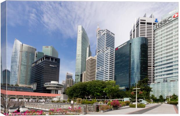 Bank offices buildings in Singapore taken from COllyer Quay Canvas Print by Kevin Hellon