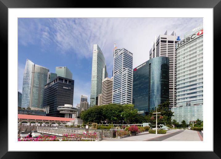 Bank offices buildings in Singapore taken from COllyer Quay Framed Mounted Print by Kevin Hellon