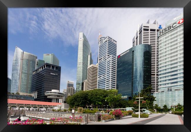 Bank offices buildings in Singapore taken from COllyer Quay Framed Print by Kevin Hellon