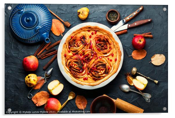 Appetizing apple pie Acrylic by Mykola Lunov Mykola