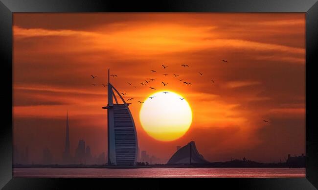 Burj Al Arab Sunrise _ Dubai Framed Print by Dave Williams