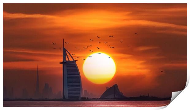 Burj Al Arab Sunrise _ Dubai Print by Dave Williams