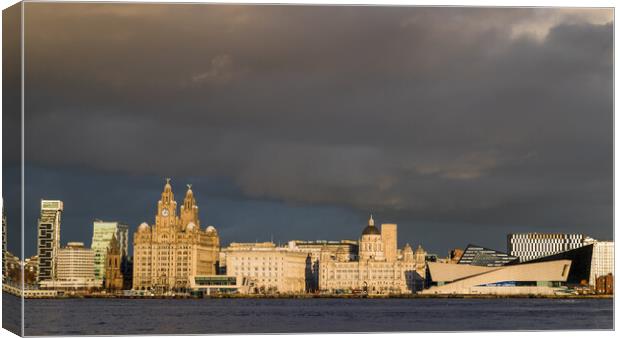 Liverpool waterfront turning golden Canvas Print by Jason Wells