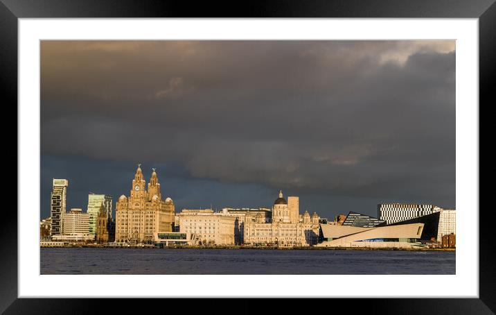 Liverpool waterfront turning golden Framed Mounted Print by Jason Wells