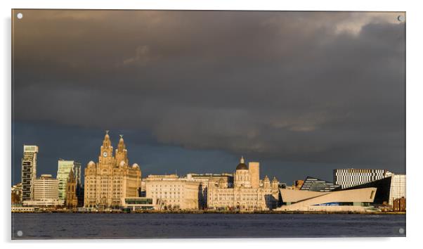 Liverpool waterfront turning golden Acrylic by Jason Wells