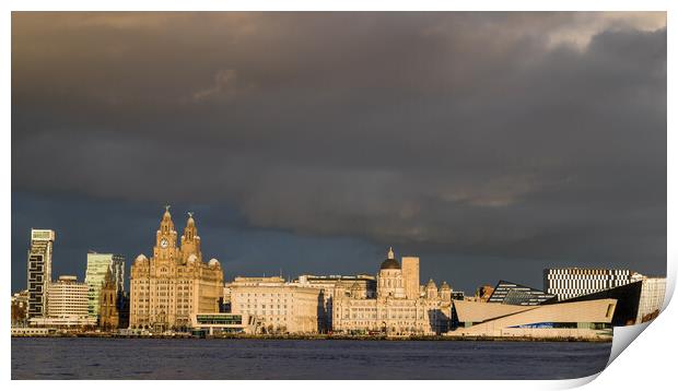 Liverpool waterfront turning golden Print by Jason Wells