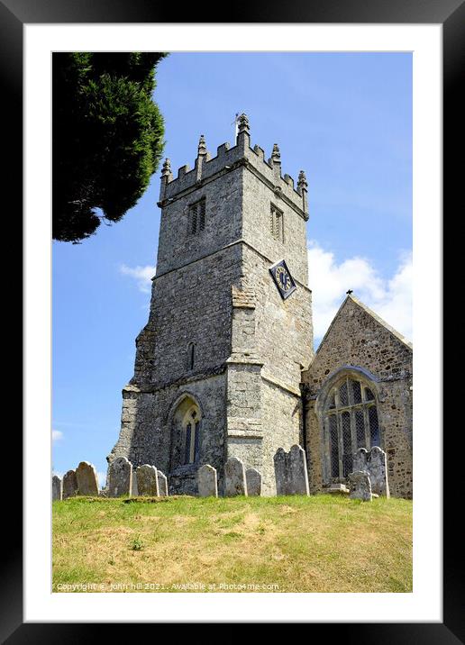 Church belltower at Godshill on Isle of Wight, UK. Framed Mounted Print by john hill