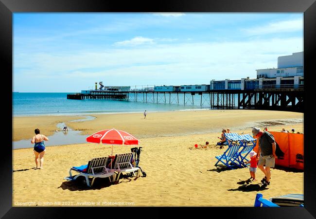 Pier and sands at Sandown on Ise of Wight, UK. Framed Print by john hill