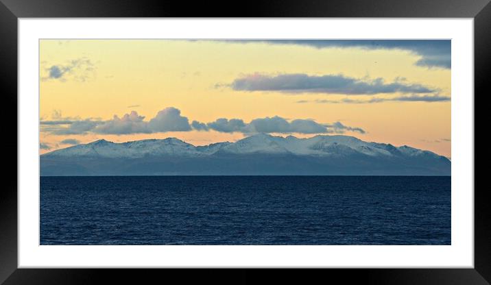 Isle of Arran  mountain peaks at dusk. Framed Mounted Print by Allan Durward Photography
