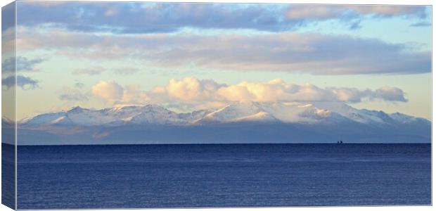 Wintry Arran mountains in low winter sun. Canvas Print by Allan Durward Photography
