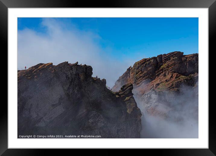 people on viewpoint at the pico arieiro on madeira island Framed Mounted Print by Chris Willemsen