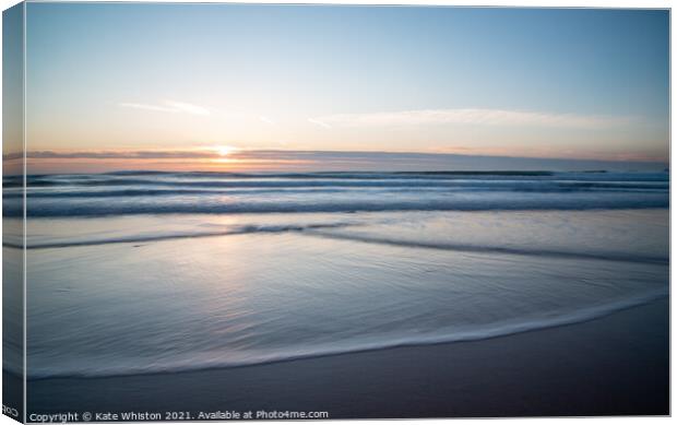 Lapping Waves at Sunset Canvas Print by Kate Whiston