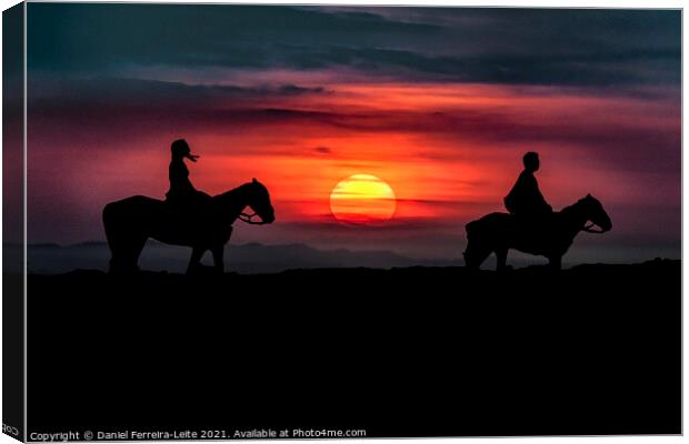 Couple Riding Horses at Nature Canvas Print by Daniel Ferreira-Leite
