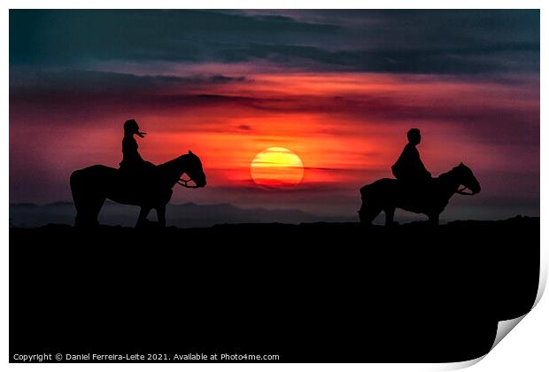 Couple Riding Horses at Nature Print by Daniel Ferreira-Leite