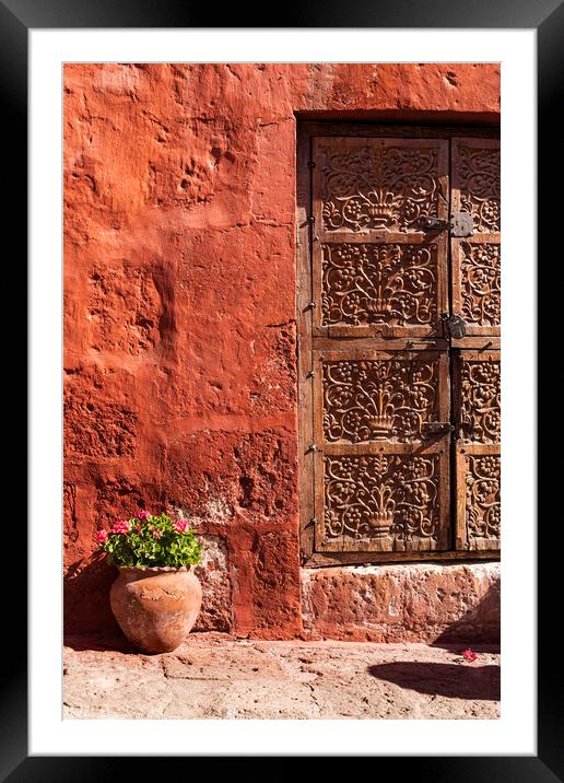 Door and red walls, Santa Catalina monastery, Areq Framed Mounted Print by Phil Crean