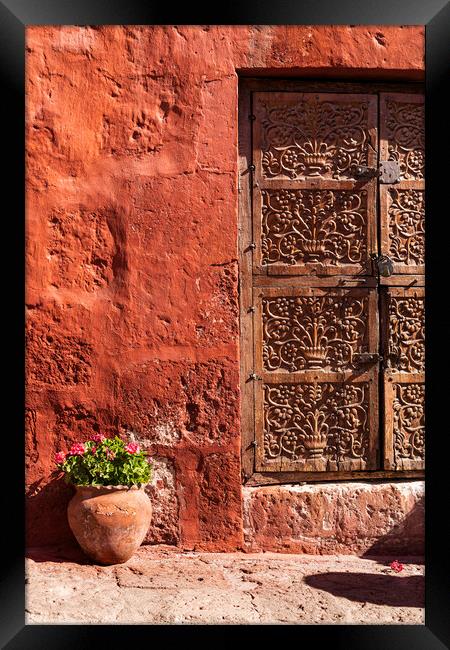 Door and red walls, Santa Catalina monastery, Areq Framed Print by Phil Crean