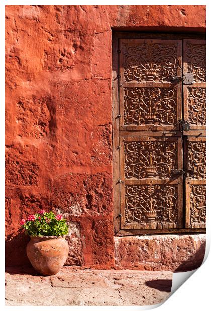 Door and red walls, Santa Catalina monastery, Areq Print by Phil Crean