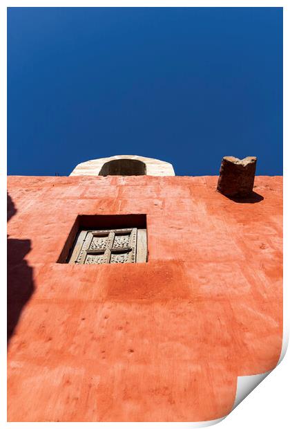 Red walls of the Santa Catalina monastery, Arequipa, Peru Print by Phil Crean