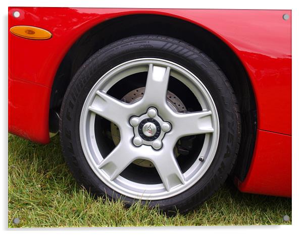 Red Corvette front wheel and wheel arch Acrylic by Allan Briggs