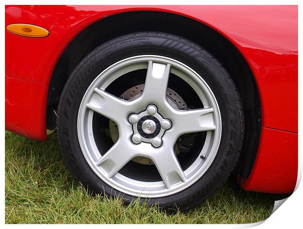 Red Corvette front wheel and wheel arch Print by Allan Briggs