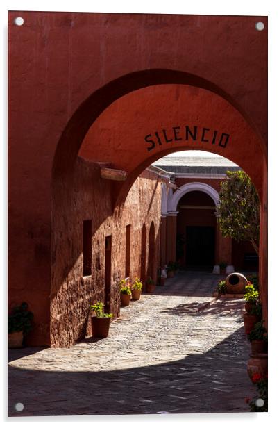 Silent courtyard in the Santa Catalina monastery, Arequipa, Peru Acrylic by Phil Crean