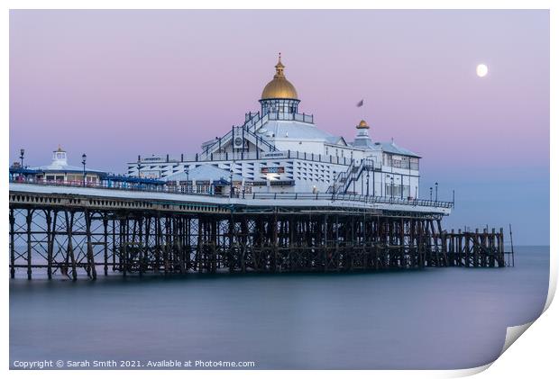 Eastbourne Pier with the Glowing Moon Print by Sarah Smith