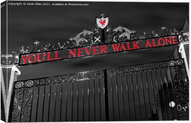 Echoes of Glory: Anfield's YNWA Gates Canvas Print by Kevin Elias