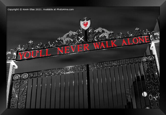 Echoes of Glory: Anfield's YNWA Gates Framed Print by Kevin Elias