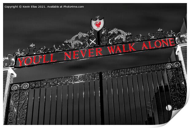 Echoes of Glory: Anfield's YNWA Gates Print by Kevin Elias