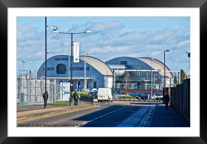  London Southend Airport railway station, Southend on Sea, Essex, UK. Framed Mounted Print by Peter Bolton