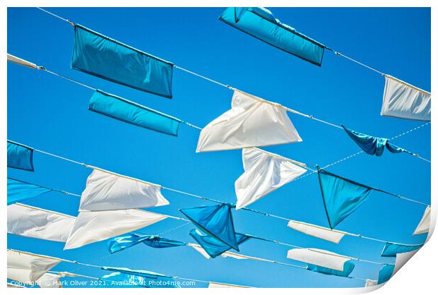 Blue and White Flags Print by Mark Oliver