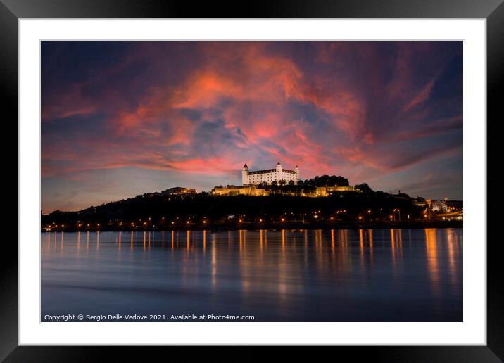 Bratislava castle at sunset Framed Mounted Print by Sergio Delle Vedove