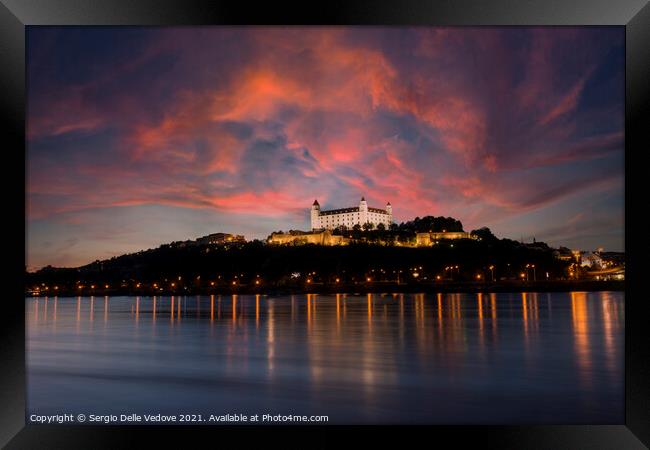 Bratislava castle at sunset Framed Print by Sergio Delle Vedove