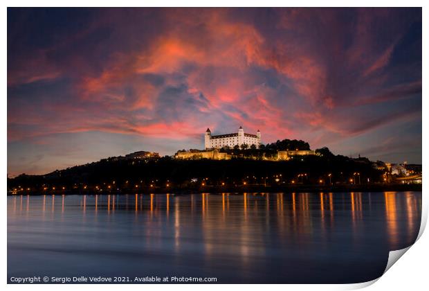 Bratislava castle at sunset Print by Sergio Delle Vedove