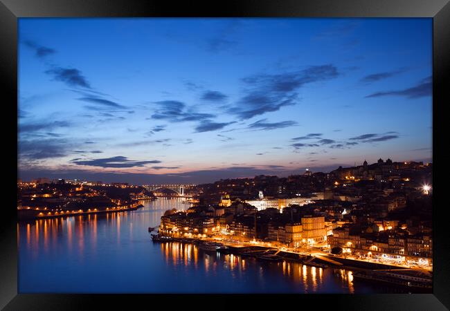 City of Porto in Portugal at Twilight Framed Print by Artur Bogacki