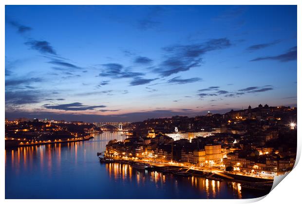 City of Porto in Portugal at Twilight Print by Artur Bogacki