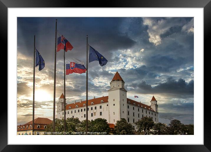 The Bratislava castle at sunset  Framed Mounted Print by Sergio Delle Vedove