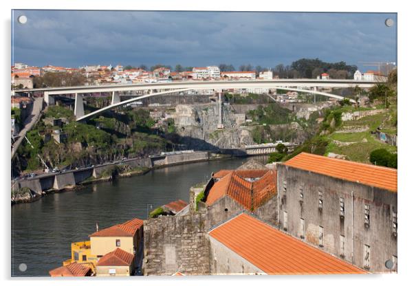 Infante D. Henrique Bridge in Porto Acrylic by Artur Bogacki