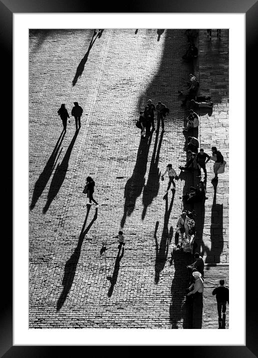 Long shadows on cobblestones, Arequipa, Peru Framed Mounted Print by Phil Crean