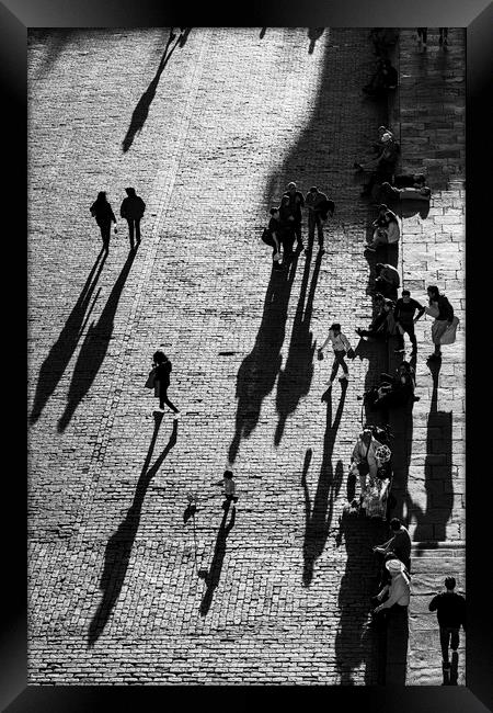 Long shadows on cobblestones, Arequipa, Peru Framed Print by Phil Crean
