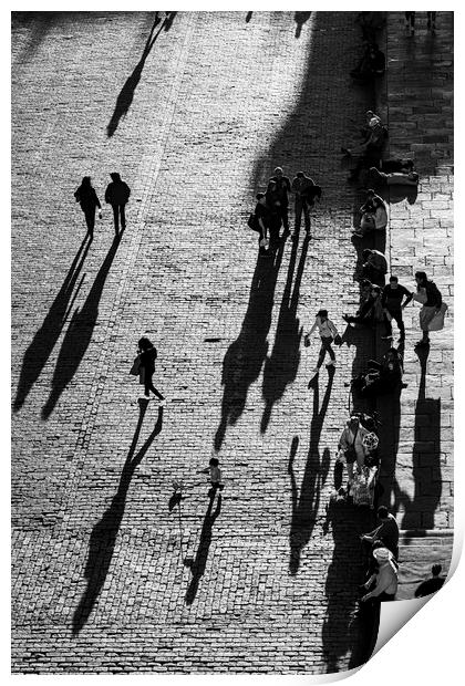 Long shadows on cobblestones, Arequipa, Peru Print by Phil Crean