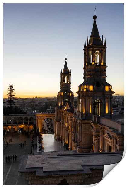 Cathedral of Arequipa, at dusk, Peru,  Print by Phil Crean