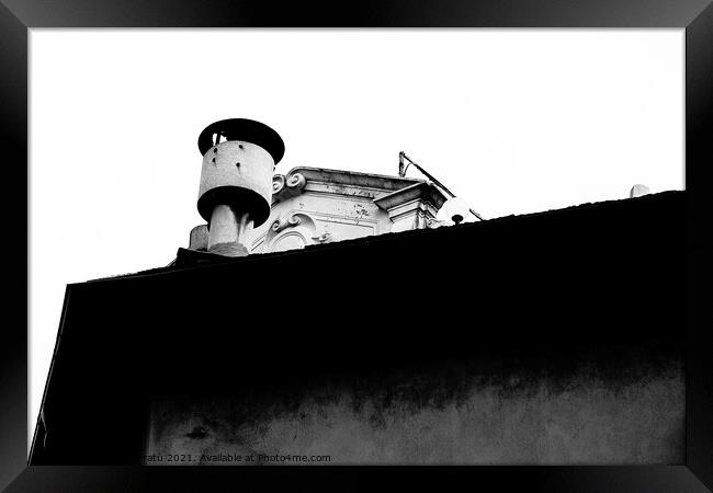 Italian roof in black and white Framed Print by Andy Huckleberry Williamson III