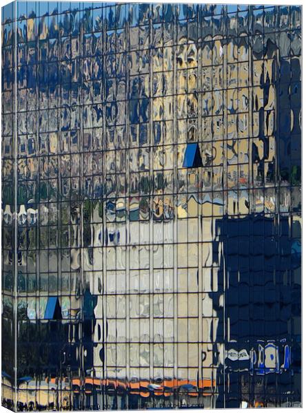 Mirror building of Novotel in Genoa Sampierdarena  Canvas Print by Andy Huckleberry Williamson III