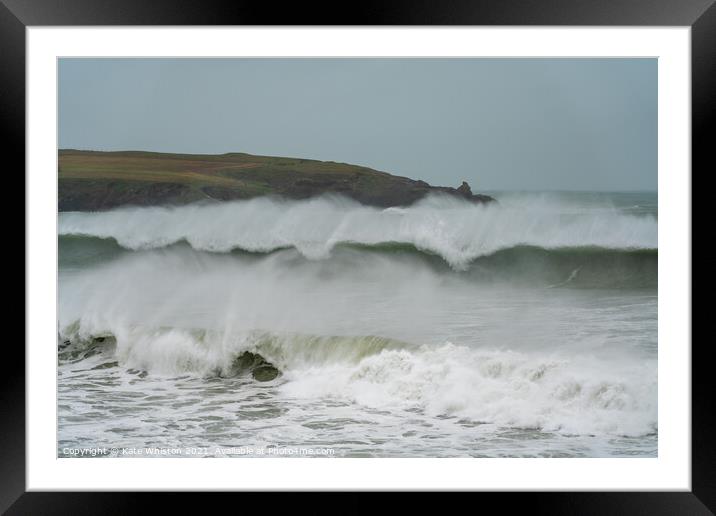 Stormy waves Framed Mounted Print by Kate Whiston